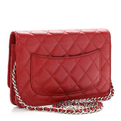 Chanel Caviar Quilted Wallet on Chain WOC Red 3 of 12