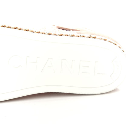 Chanel Tweed Patent Calfskin High Top Sneakers 37 Light Pink Light Beige 10 of 11