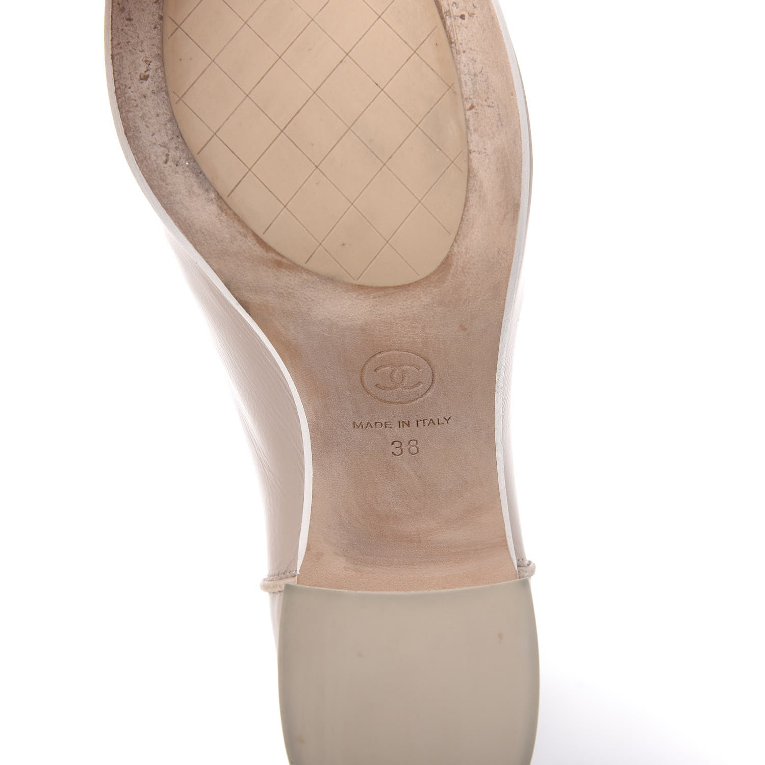 Chanel Glazed Calfskin CC Cap Toe Short Boots 38 Beige Black 6 of 9