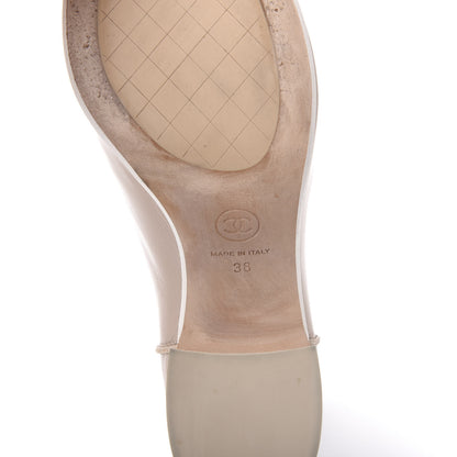 Chanel Glazed Calfskin CC Cap Toe Short Boots 38 Beige Black 6 of 9