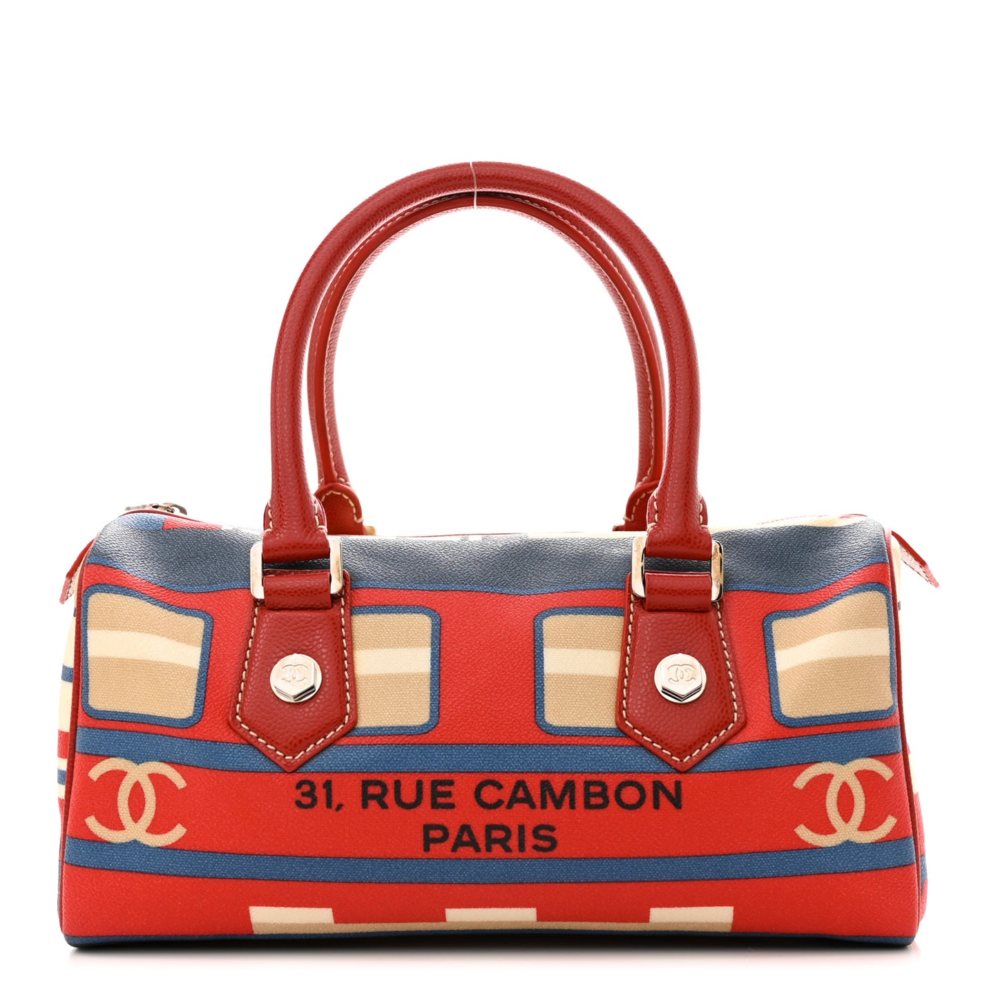Coated Canvas Le Train Boston Bag Red