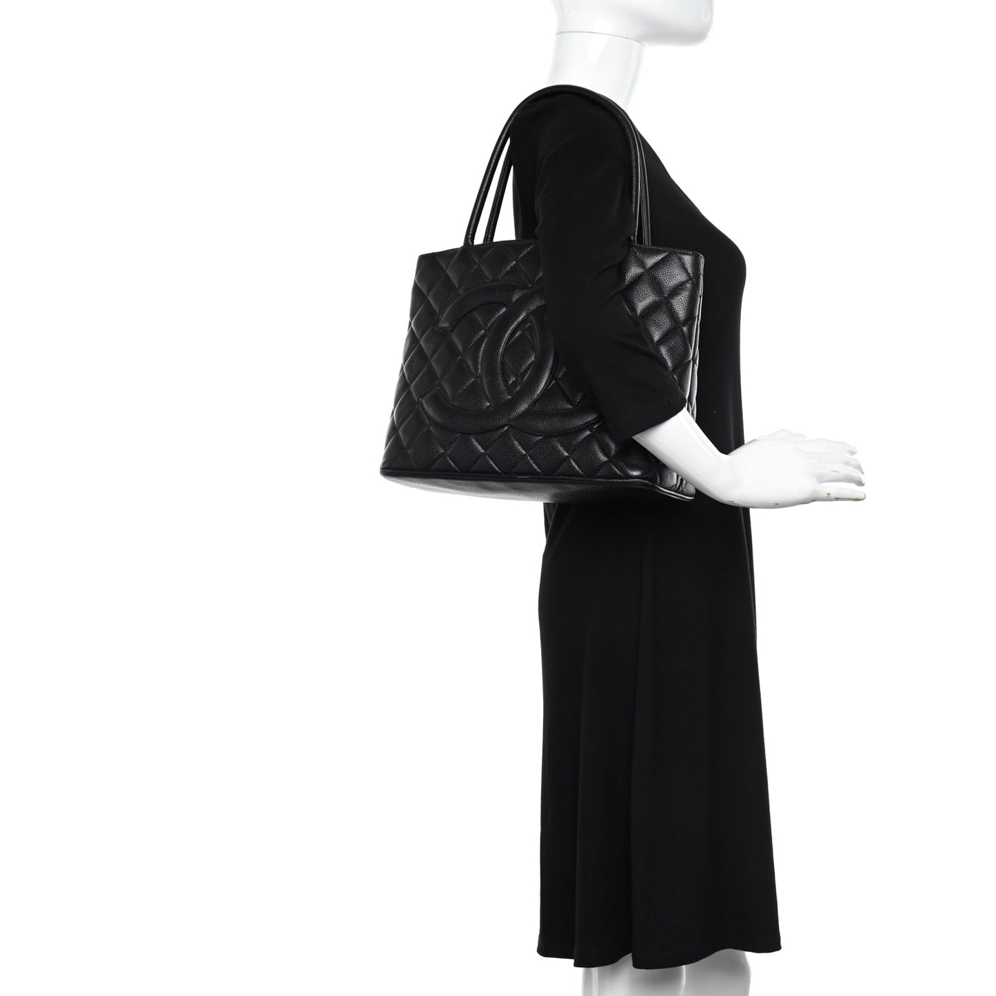 Caviar Quilted Medallion Tote Black