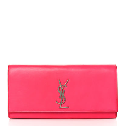 Saint Laurent Calfskin Classic Monogram Cassandre Clutch Lipstick Fuchsia 1 of 7