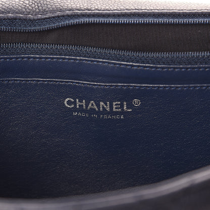 Chanel Washed Caviar Quilted Maxi Single Flap Blue 6 of 11