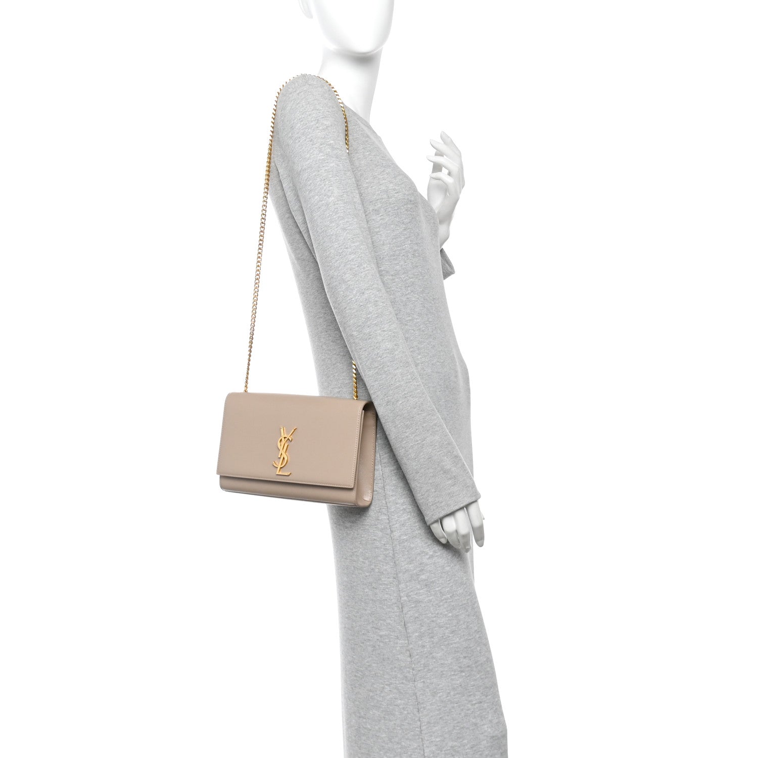 Saint Laurent Grain De Poudre Medium Monogram Kate Satchel Nude Powder 2 of 9