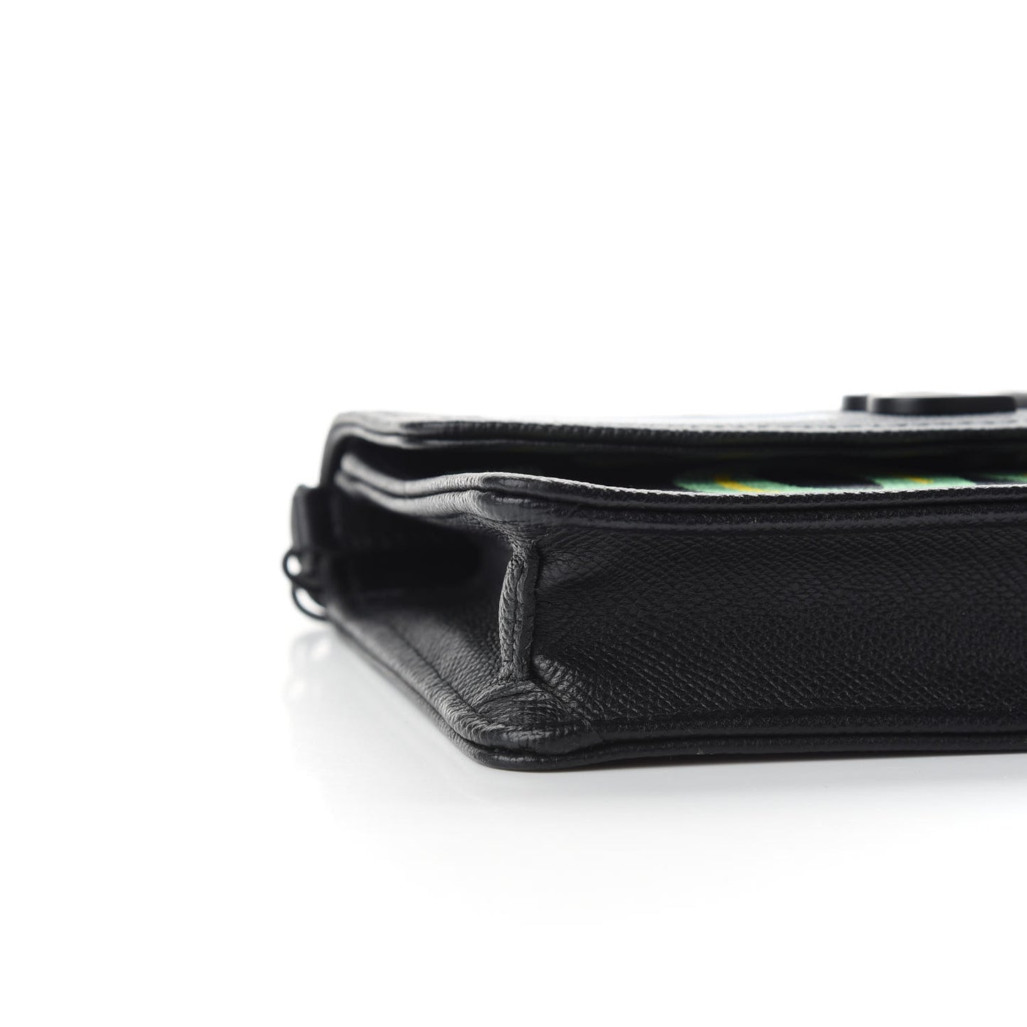 Grained Calfskin Car Tag BB Wallet On Chain Black TBC
