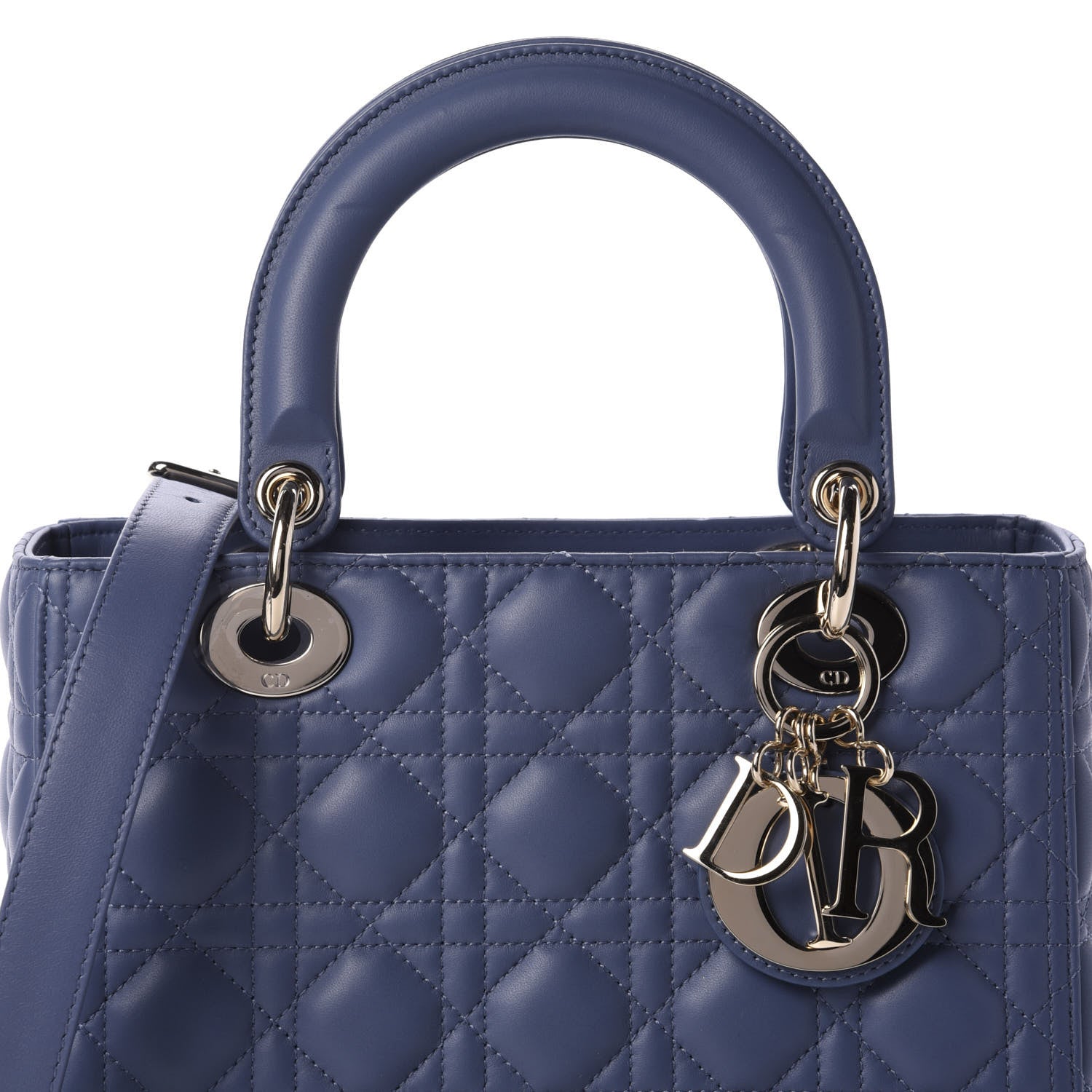 Christian Dior Lambskin Cannage Medium Lady Dior Navy 13 of 14