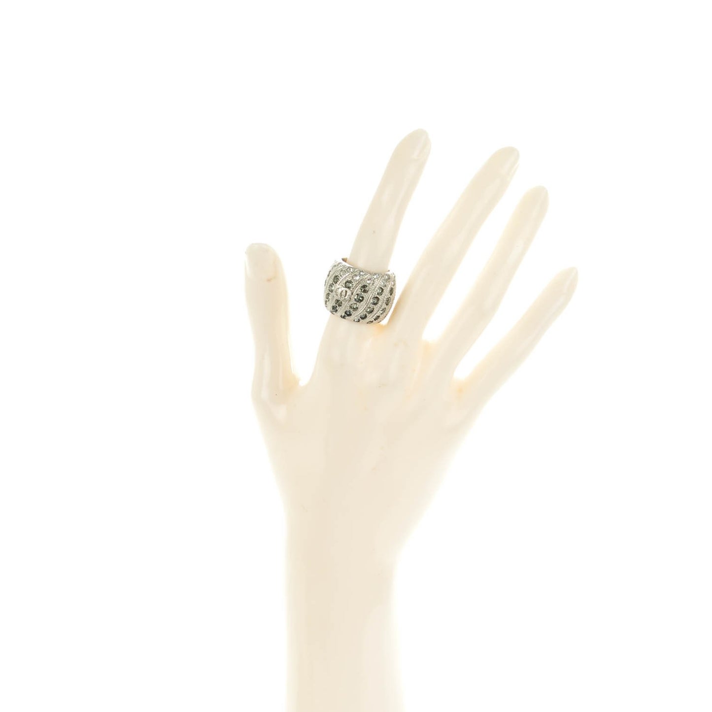 Crystal CC Ring 6.75 Grey Silver