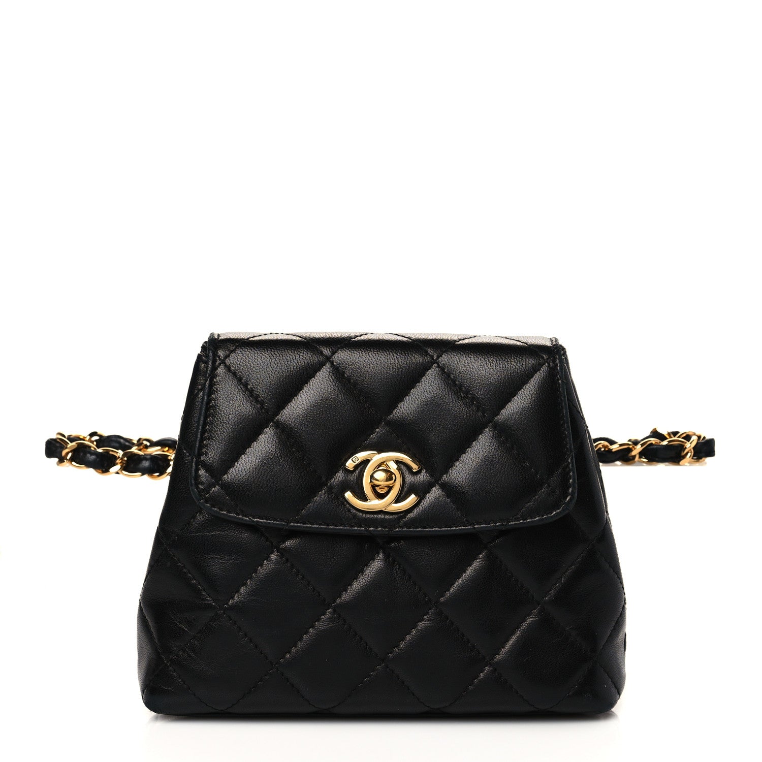 Chanel Lambskin Quilted Flap Waist Belt Bag Black 1 of 8
