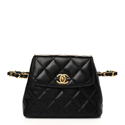 Chanel Lambskin Quilted Flap Waist Belt Bag Black 1 of 8