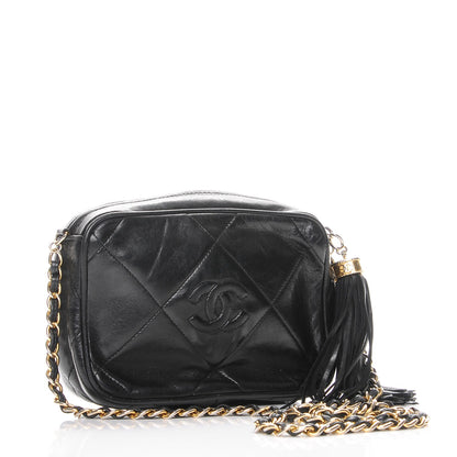 Chanel Lambskin Quilted Tassel Camera Case Black 3 of 15