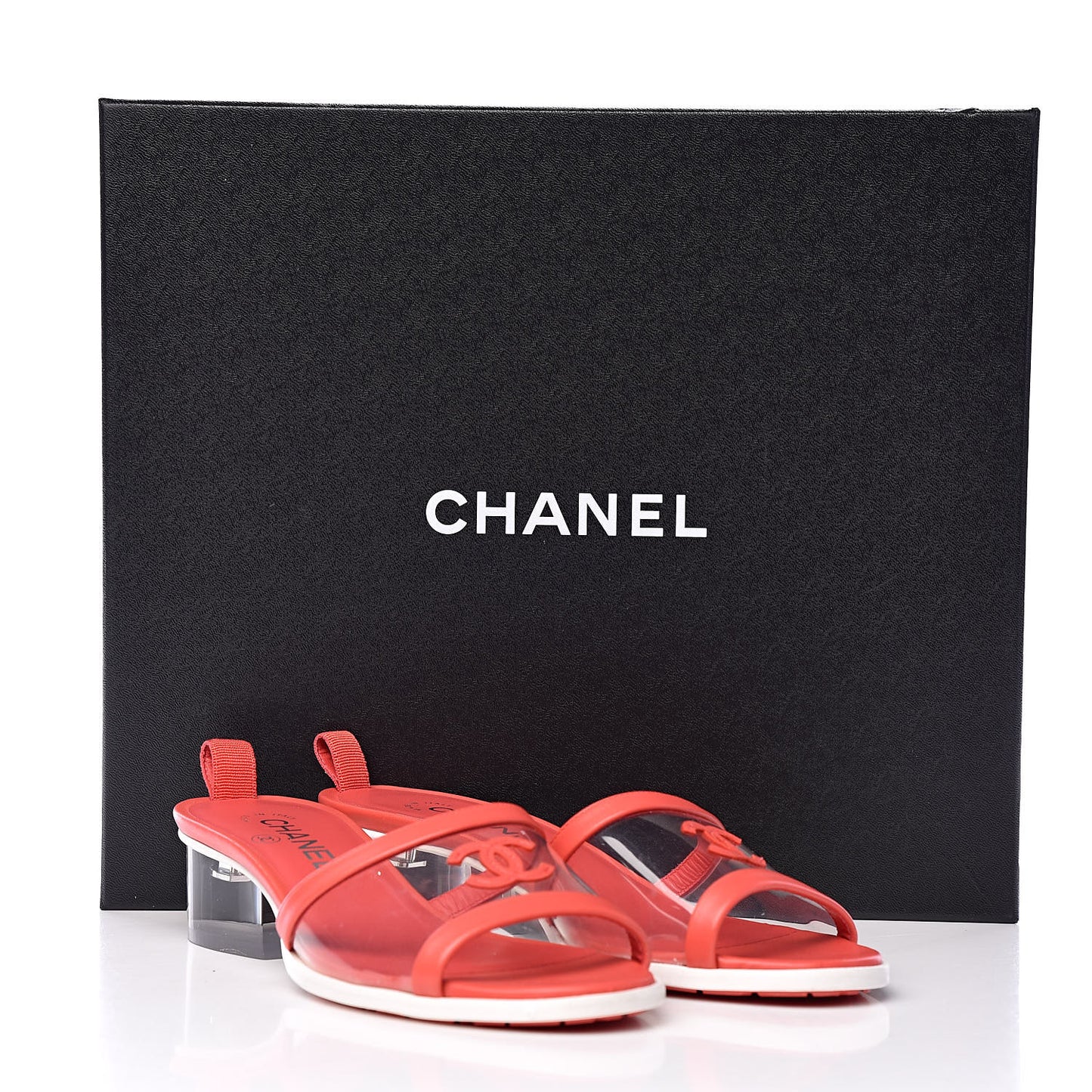 Lambskin PVC Mule Transparent 38 Red