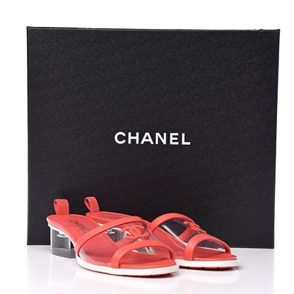 Chanel Lambskin PVC Mule Transparent 38 Red 10 of 10