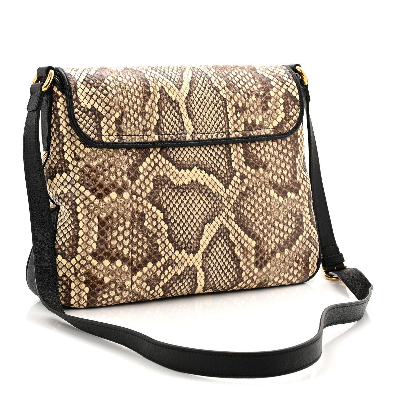 Gucci New Sakai Snakeskin Lux Medium Dahlia Messenger Shoulder Bag Beige Black 3 of 11
