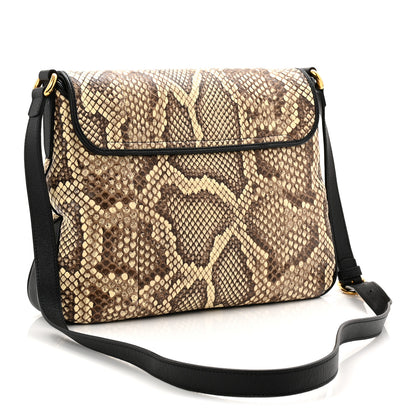Gucci New Sakai Snakeskin Lux Medium Dahlia Messenger Shoulder Bag Beige Black 3 of 11