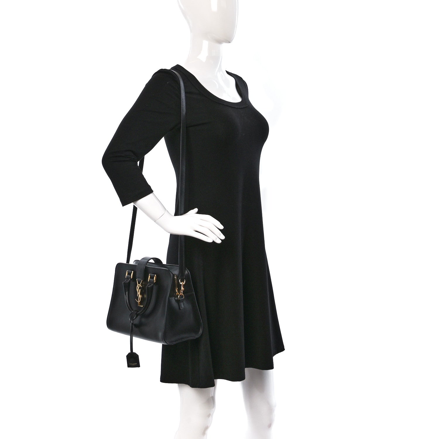 Saint Laurent Calfskin Monogram Baby Cabas Black 2 of 9