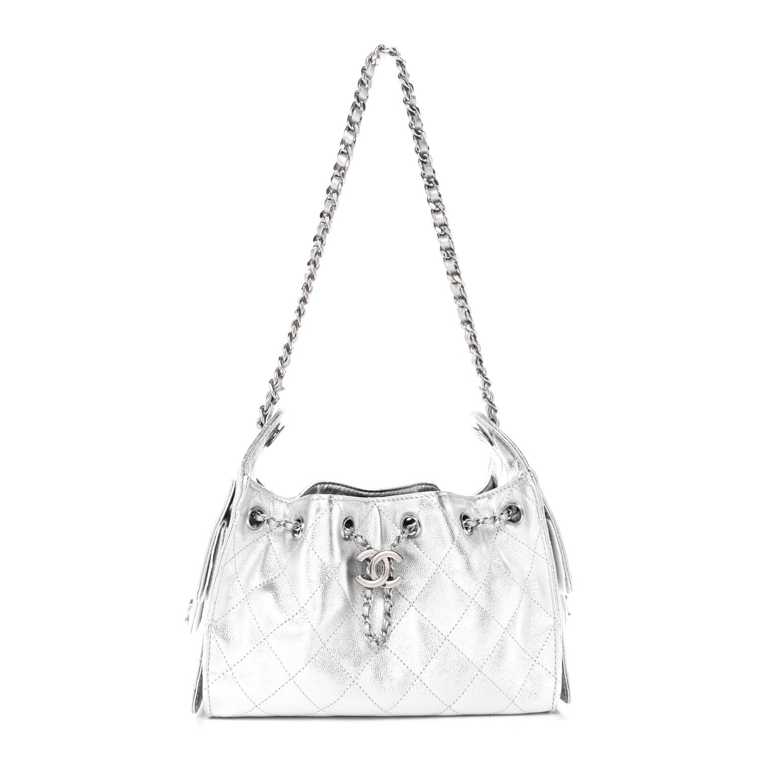 Chanel Metallic Caviar Quilted Mini Chanel 25 Handbag Silver 1 of 10