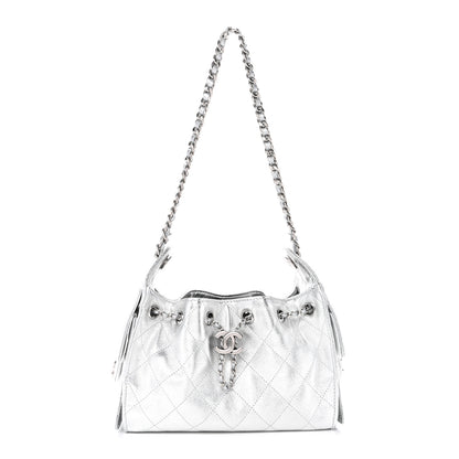 Chanel Metallic Caviar Quilted Mini Chanel 25 Handbag Silver 1 of 10