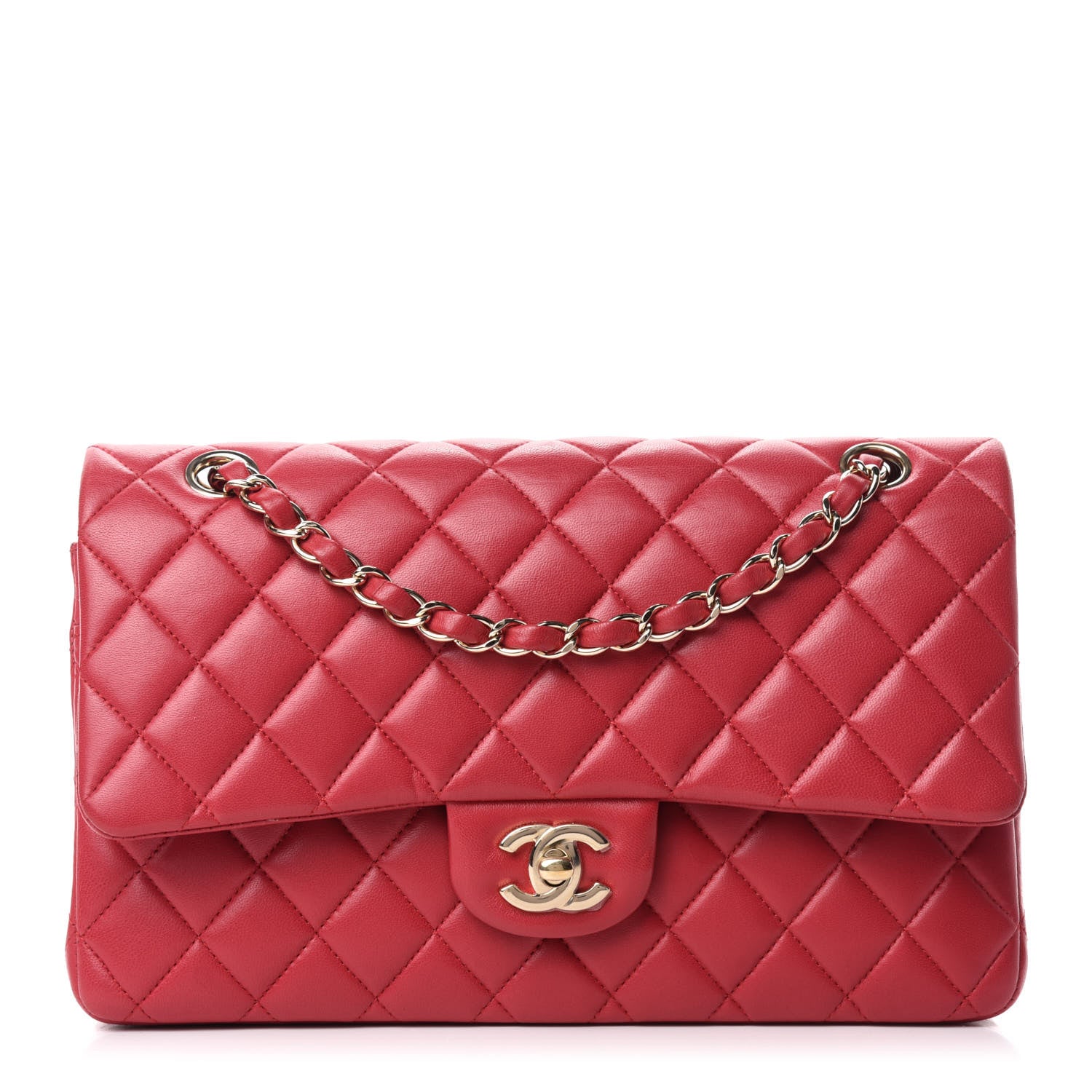 Chanel Lambskin Quilted Medium Double Flap Dark Pink 1 of 10
