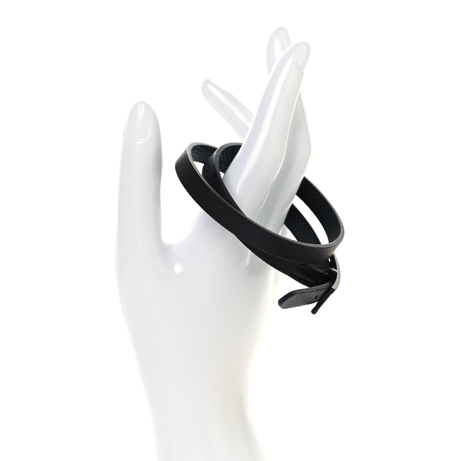 Hermes Epsom Behapi Double Tour Bracelet Black 2 of 5