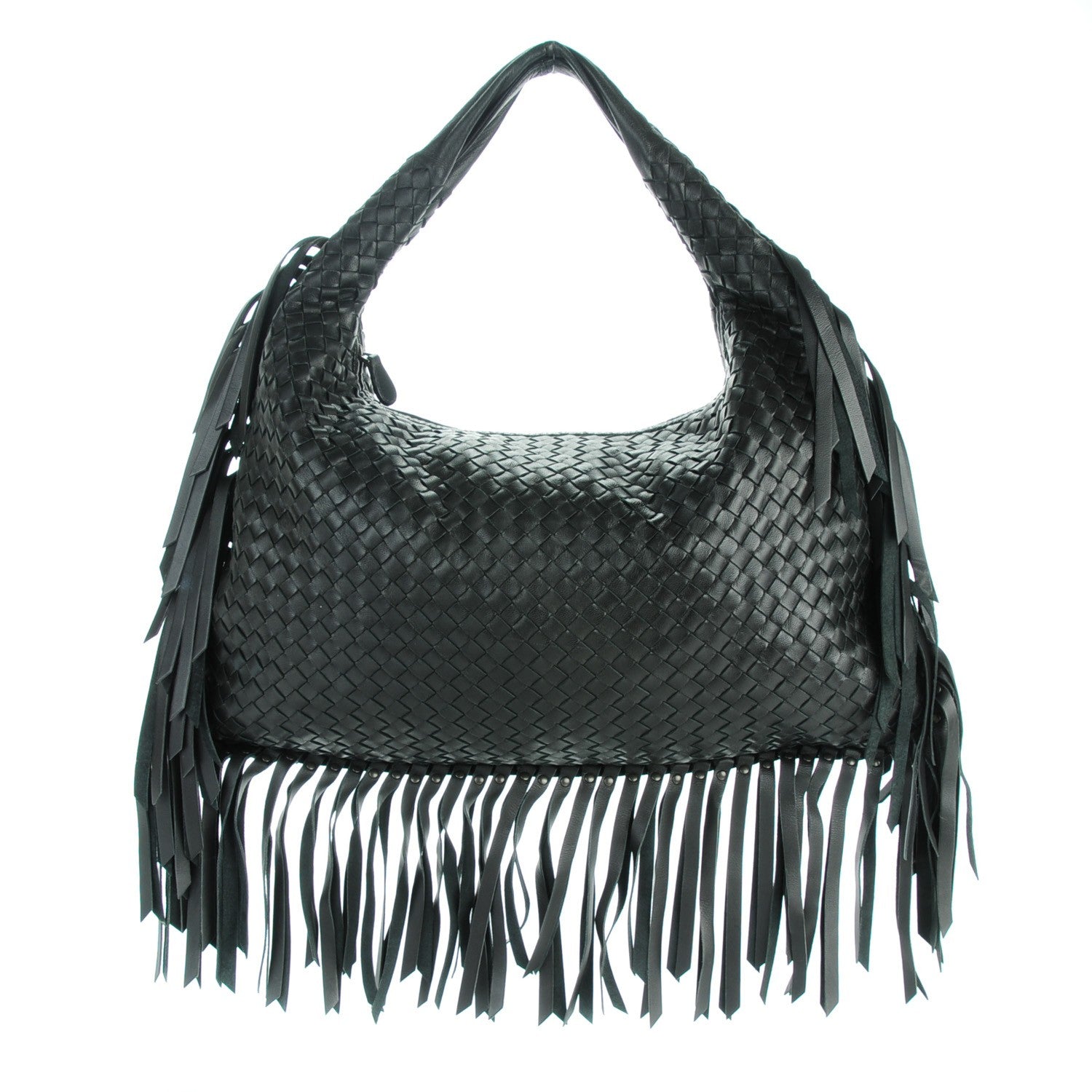 Bottega Veneta Nappa Intrecciato Veneta Large Fringed Hobo Nero Black 1 of 8