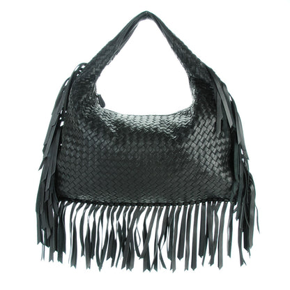 Bottega Veneta Nappa Intrecciato Veneta Large Fringed Hobo Nero Black 1 of 8