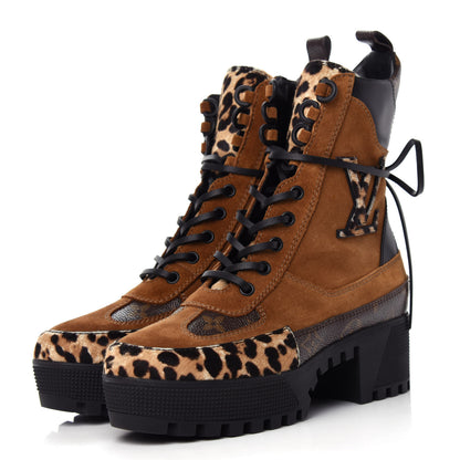Louis Vuitton Suede Calfskin Monogram Laureate Platform Desert Boots 36 Cognac 3 of 11