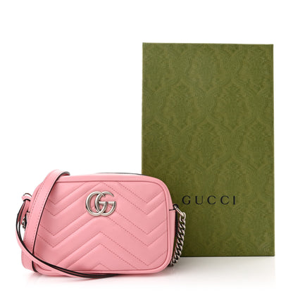 Gucci Calfskin Matelasse Mini GG Marmont Chain Shoulder Bag Wild Rose 11 of 11