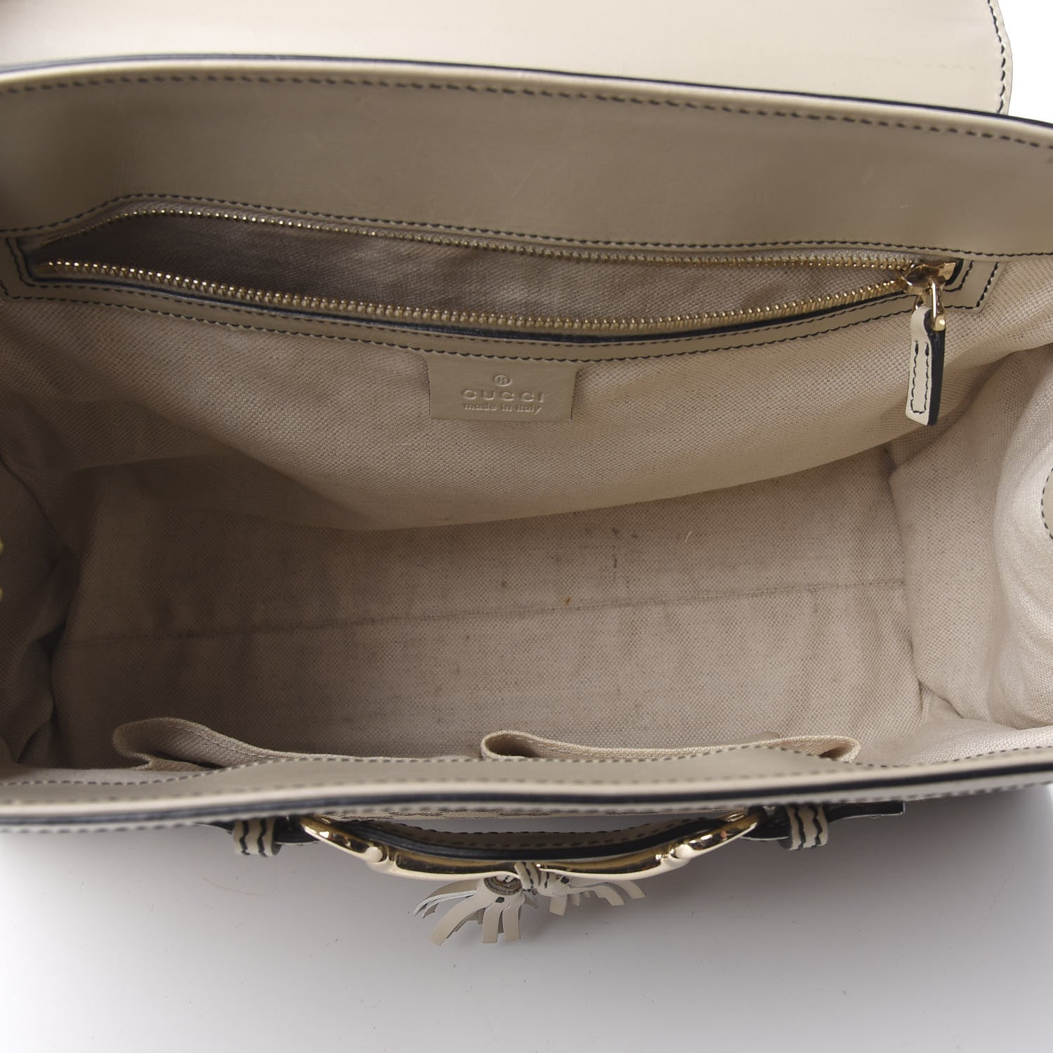 Gucci Monogram Margaux Calfskin Large Emily Chain Shoulder Bag Beige Ebony Mystic White 5 of 9