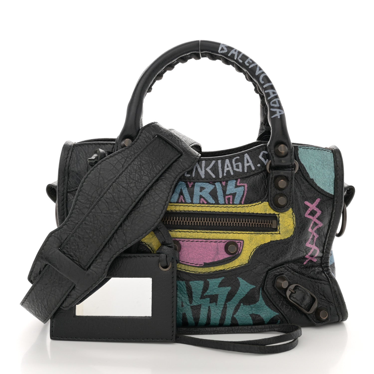 Balenciaga Agneau Arena Graffiti All Over Classic Hardware Mini City Black Multicolor 3 of 12