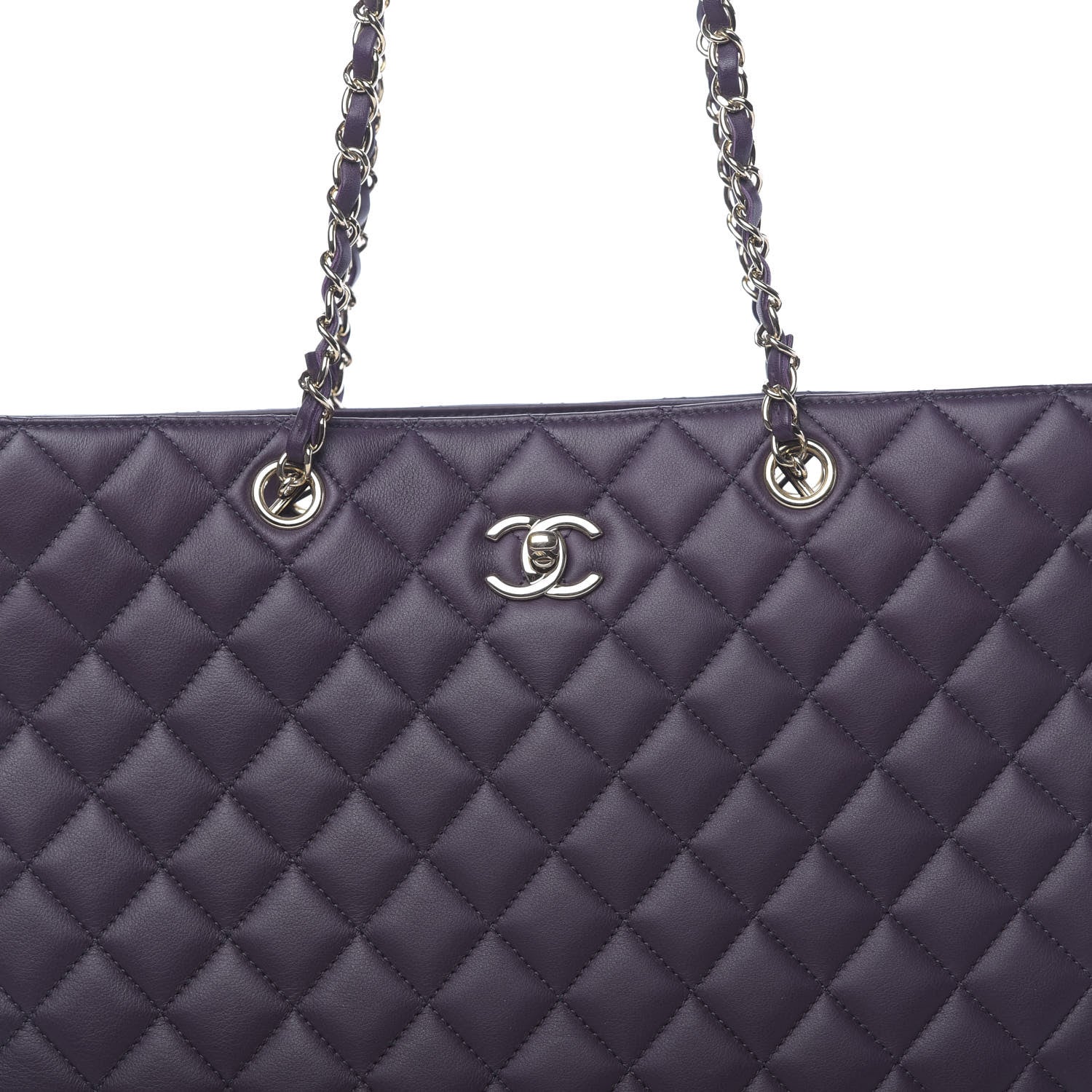 Chanel Lambskin Quilted Large Classic Shopping Tote Purple 8 of 10