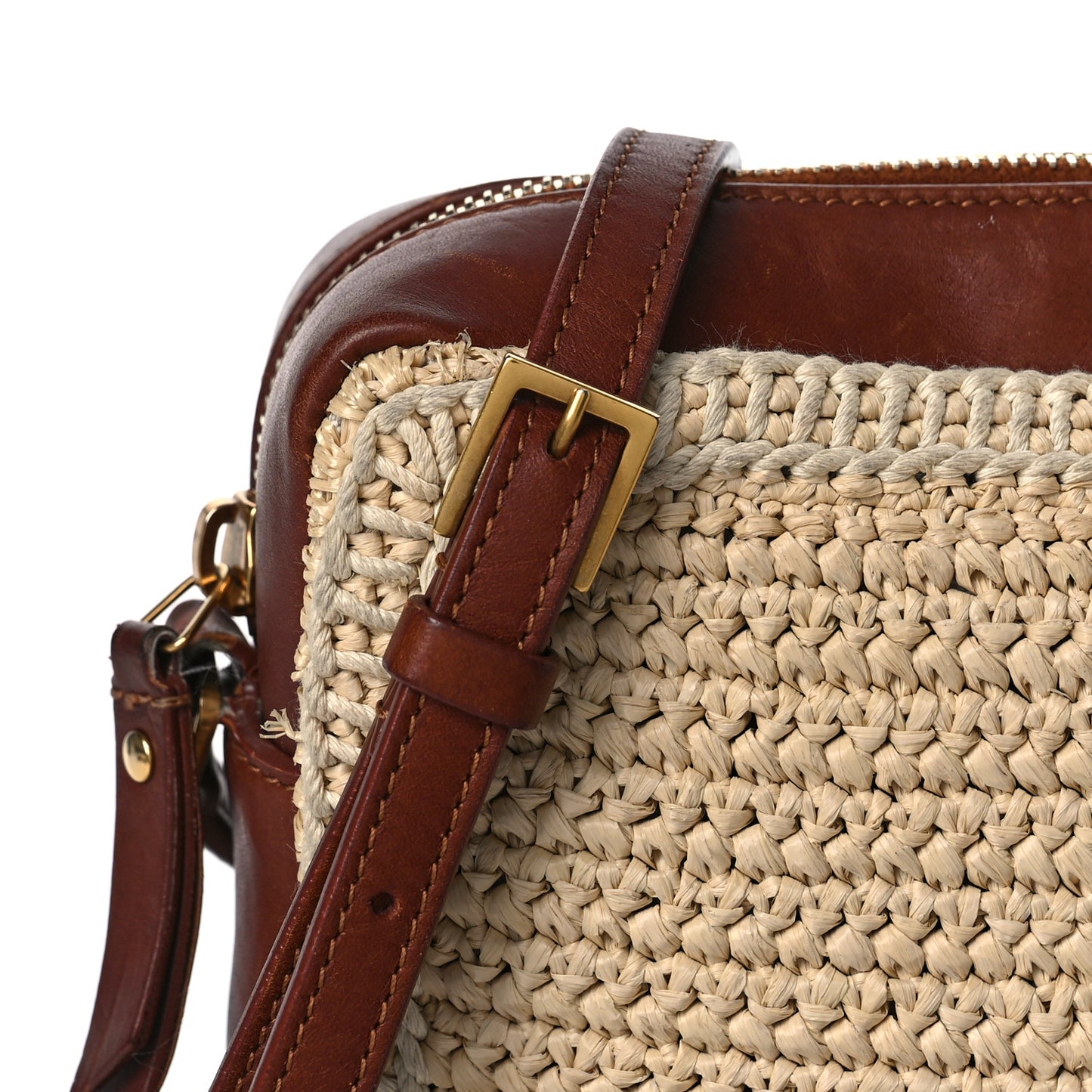 Raffia Canvas Monogram Lou Camera Bag Beige Brown