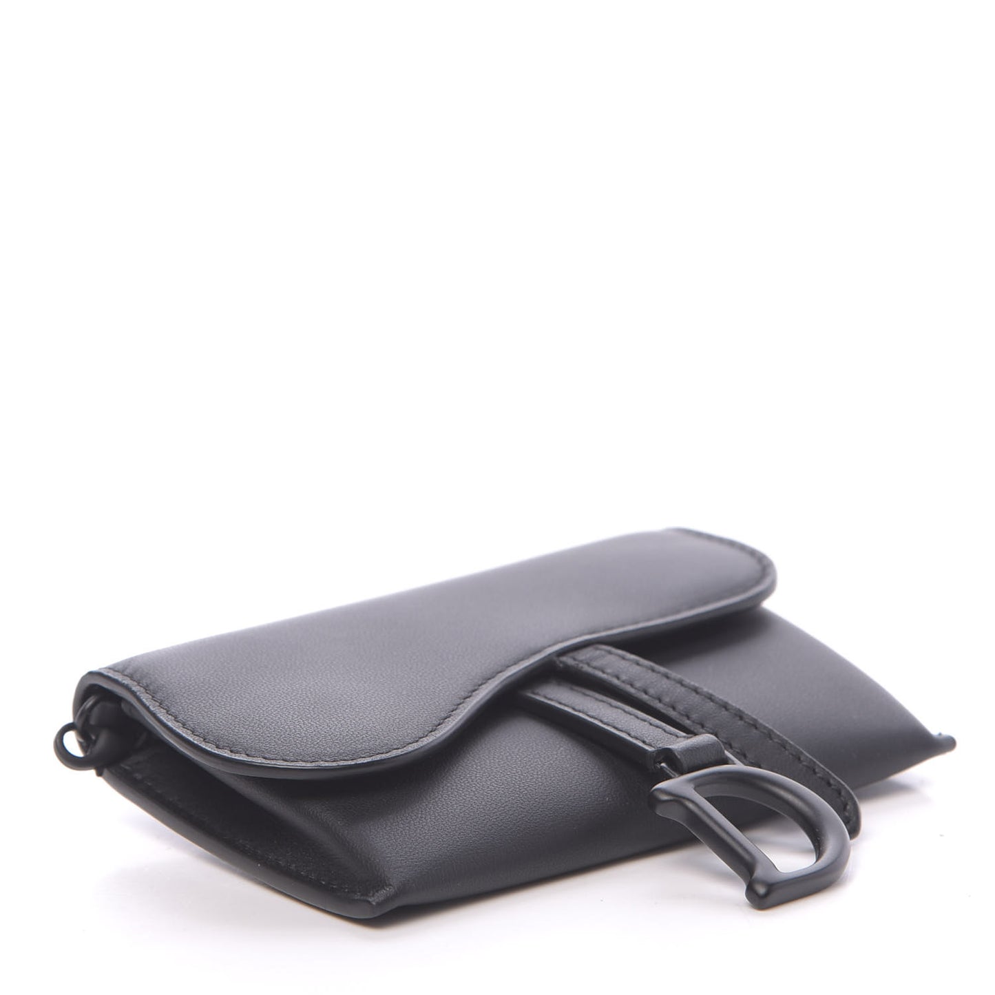 Ultra Matte Calfskin Nano Saddle Chain Pouch Black