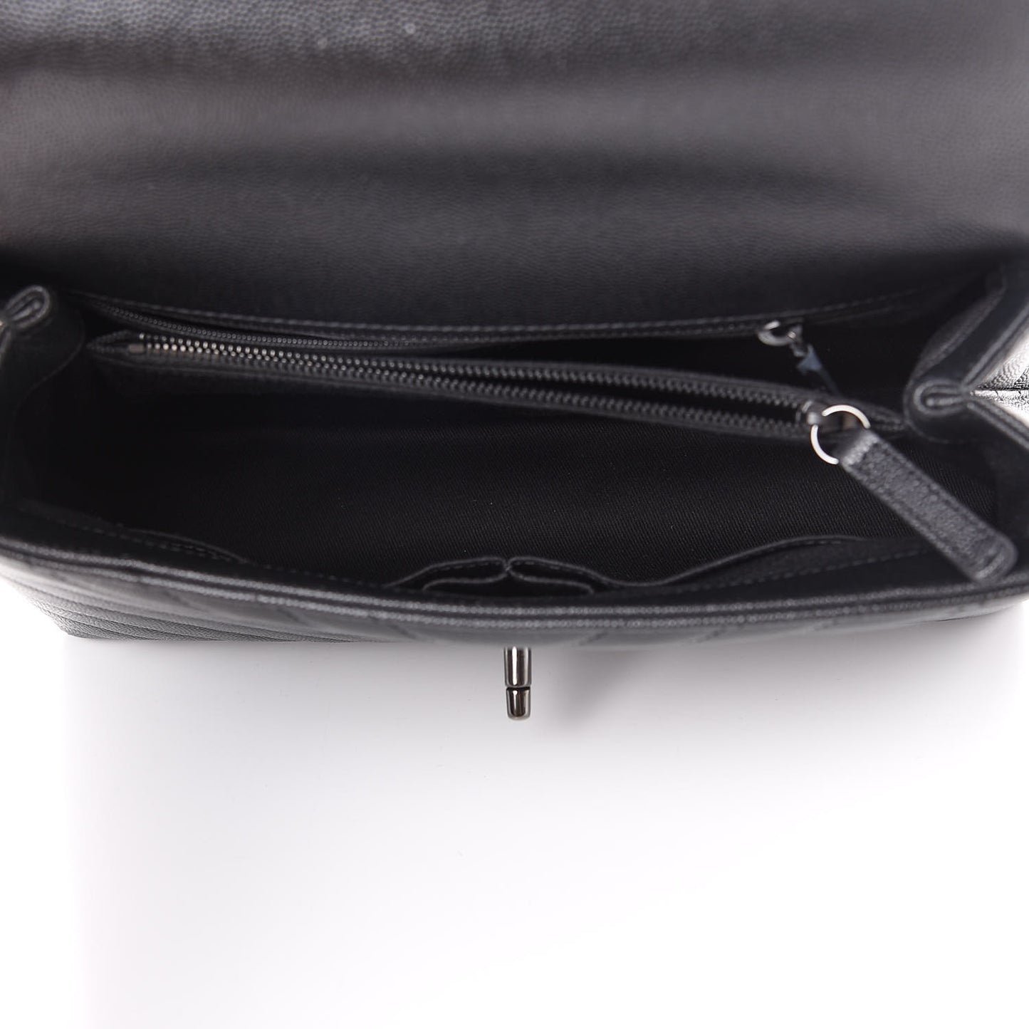 Caviar Chevron Quilted Small Coco Handle Flap So Black