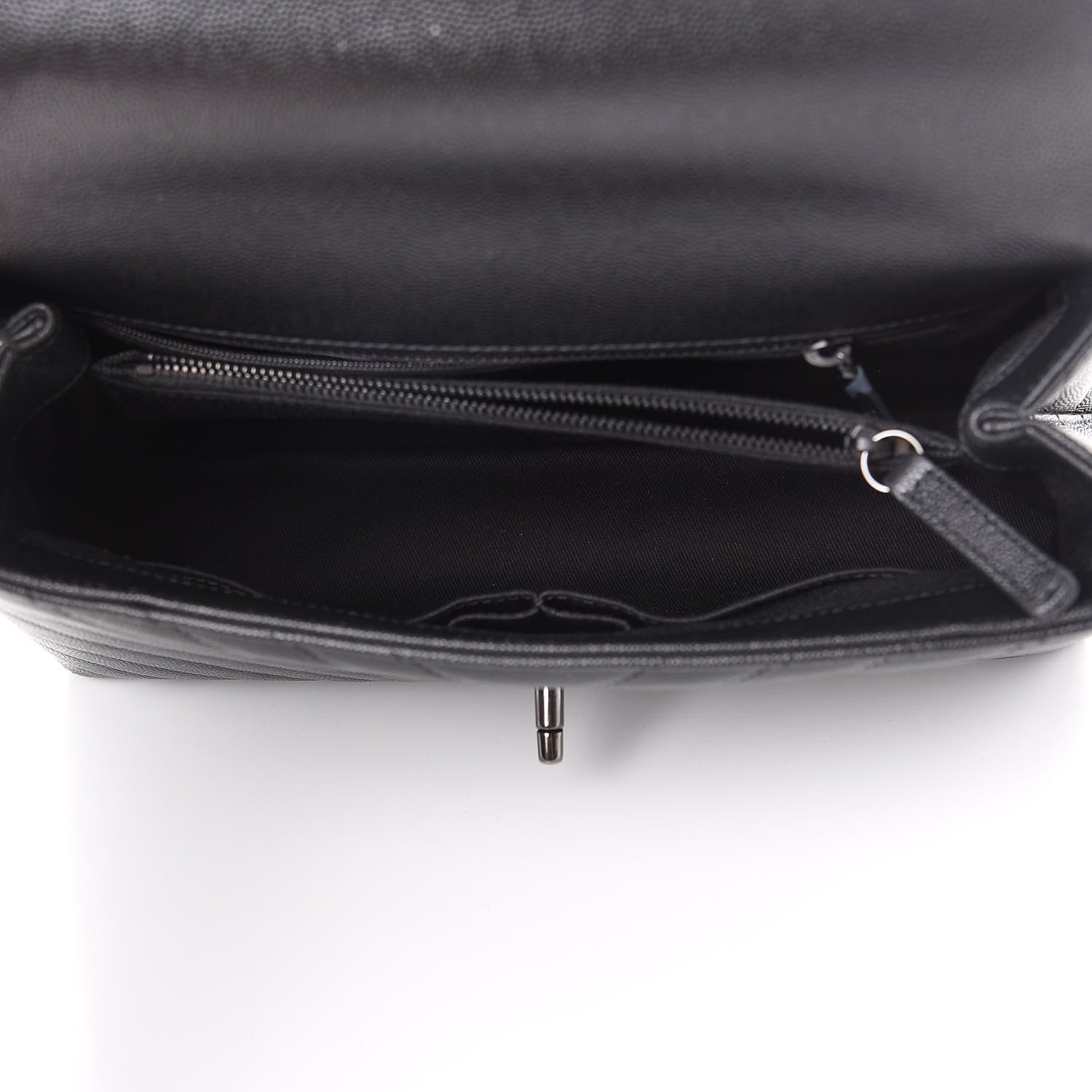 Chanel Caviar Chevron Quilted Small Coco Handle Flap So Black 4 of 11