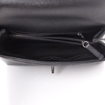 Chanel Caviar Chevron Quilted Small Coco Handle Flap So Black 4 of 11