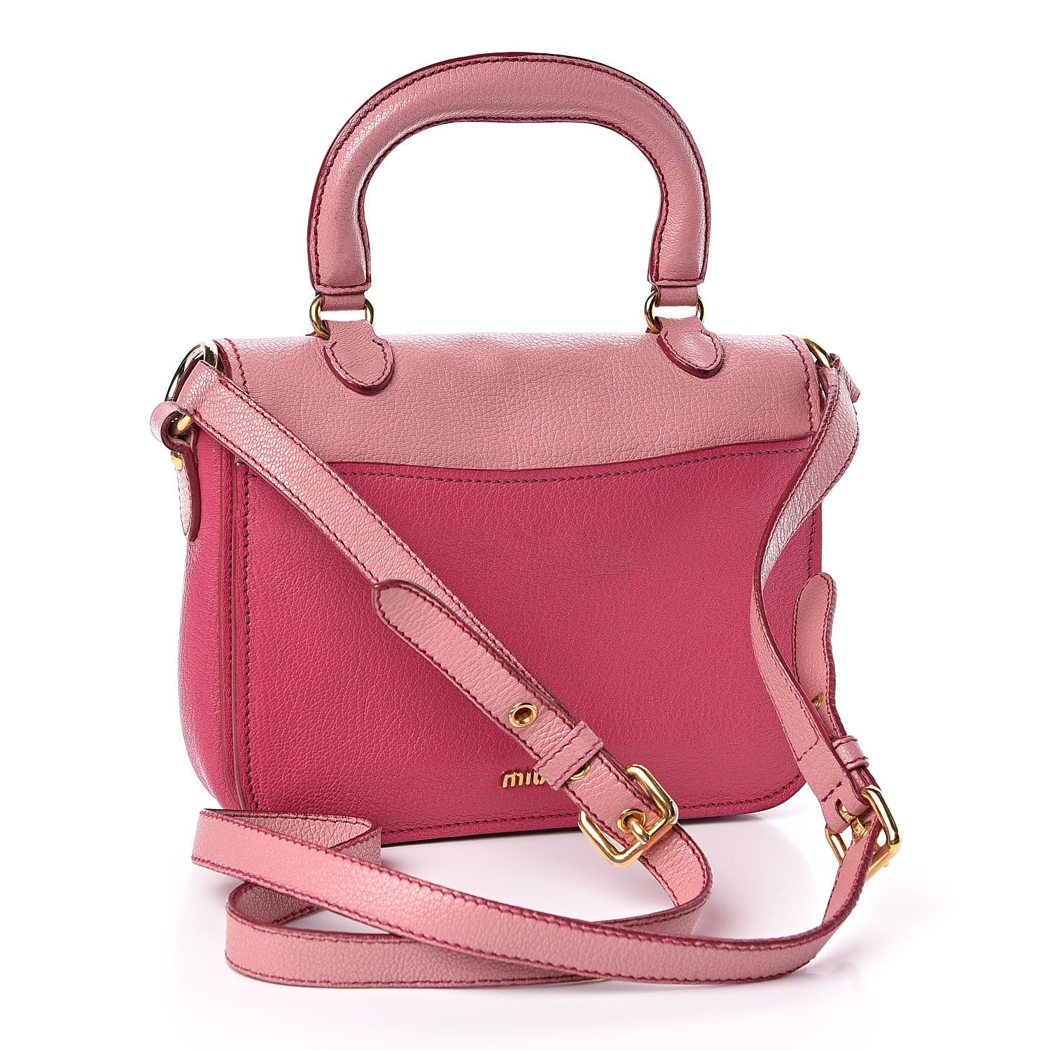 Miu Miu Goatskin Madras Shoulder Bag Rosa Peonia 3 of 10