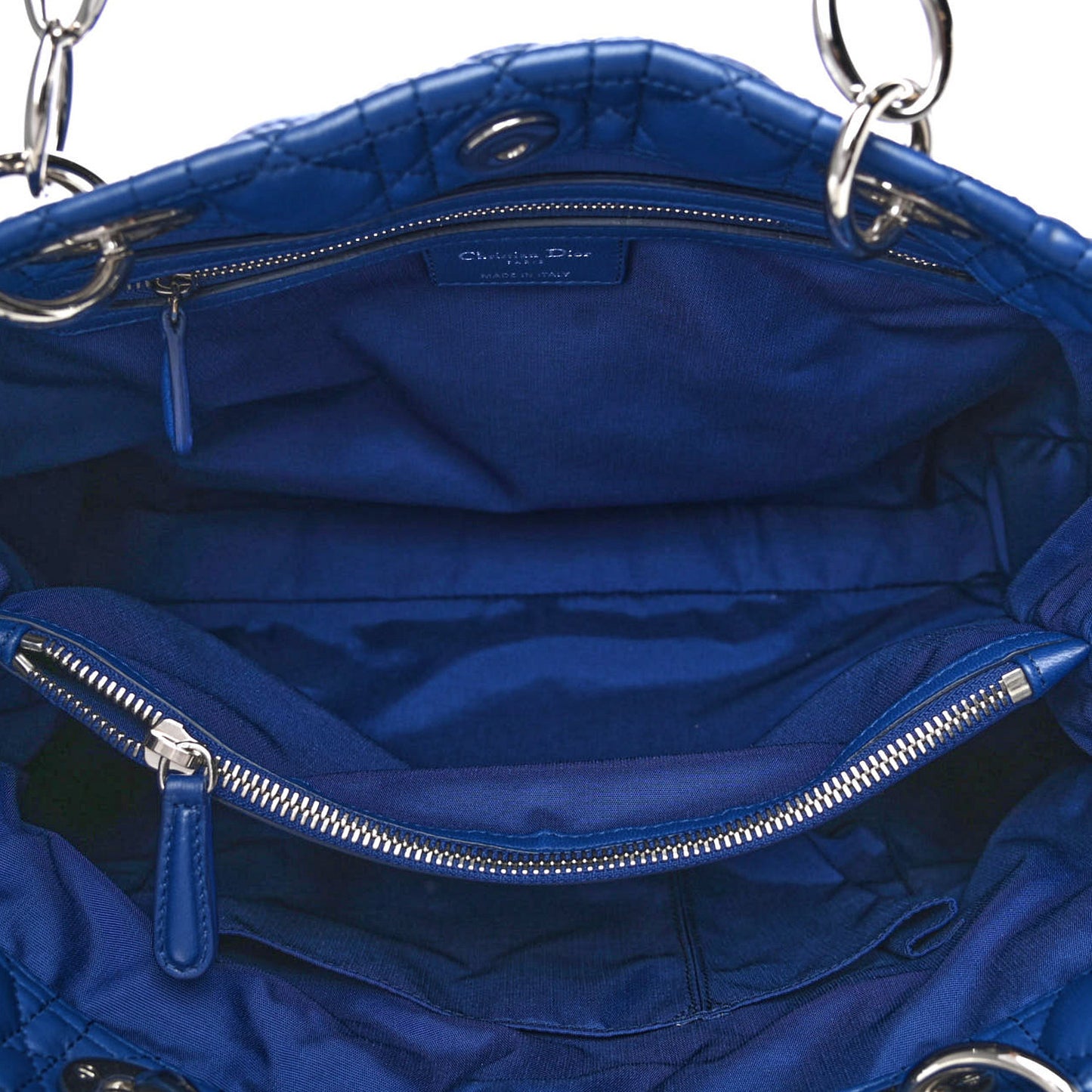 Lambskin Cannage Large Dior Soft Shopping Tote Blue