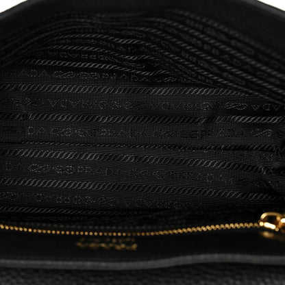 Prada Vitello Daino Soft Flap Shoulder Bag Black 5 of 10
