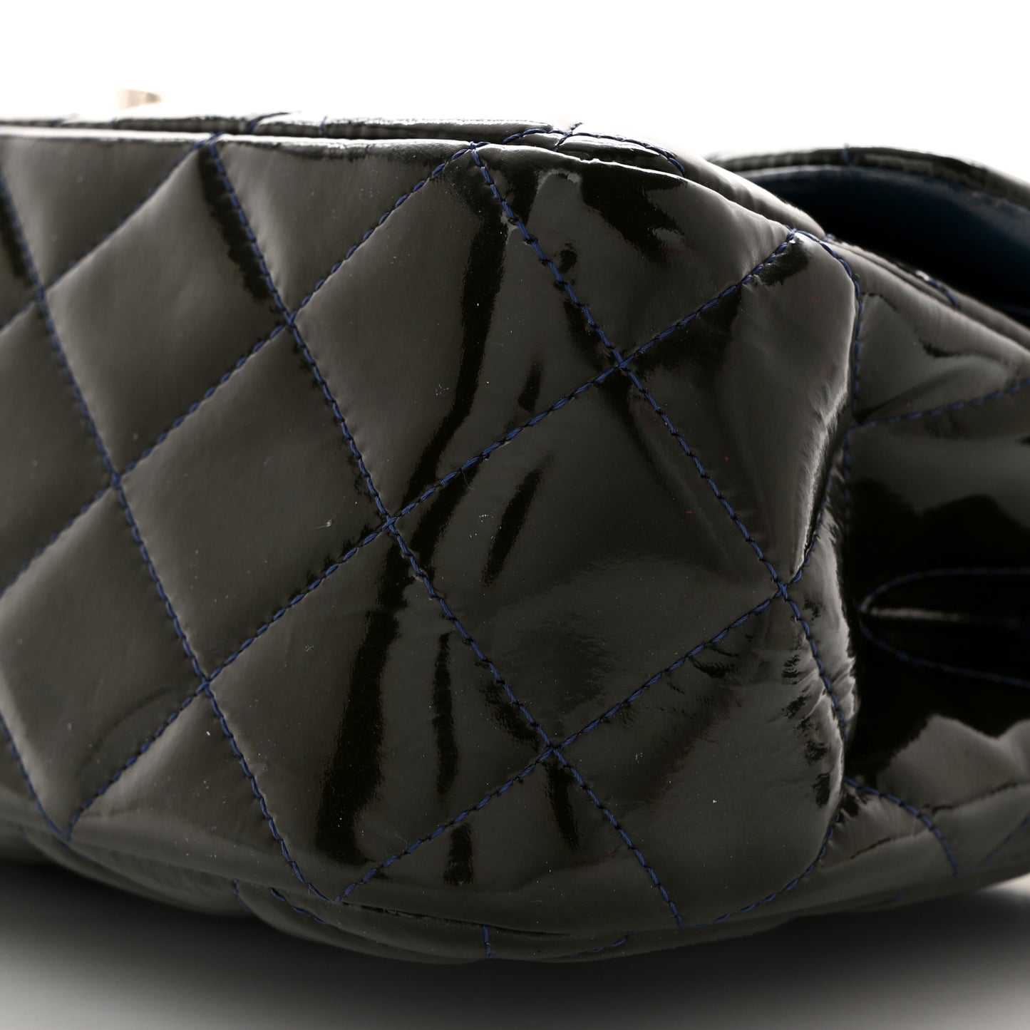 Patent Quilted Jumbo Double Flap Navy