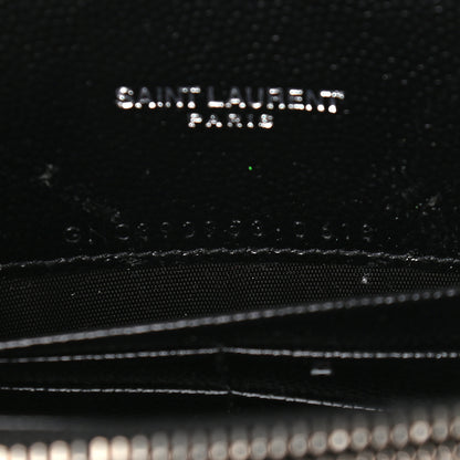Saint Laurent Grain De Poudre Matelasse Chevron Monogram Envelope Chain Wallet Black 7 of 11