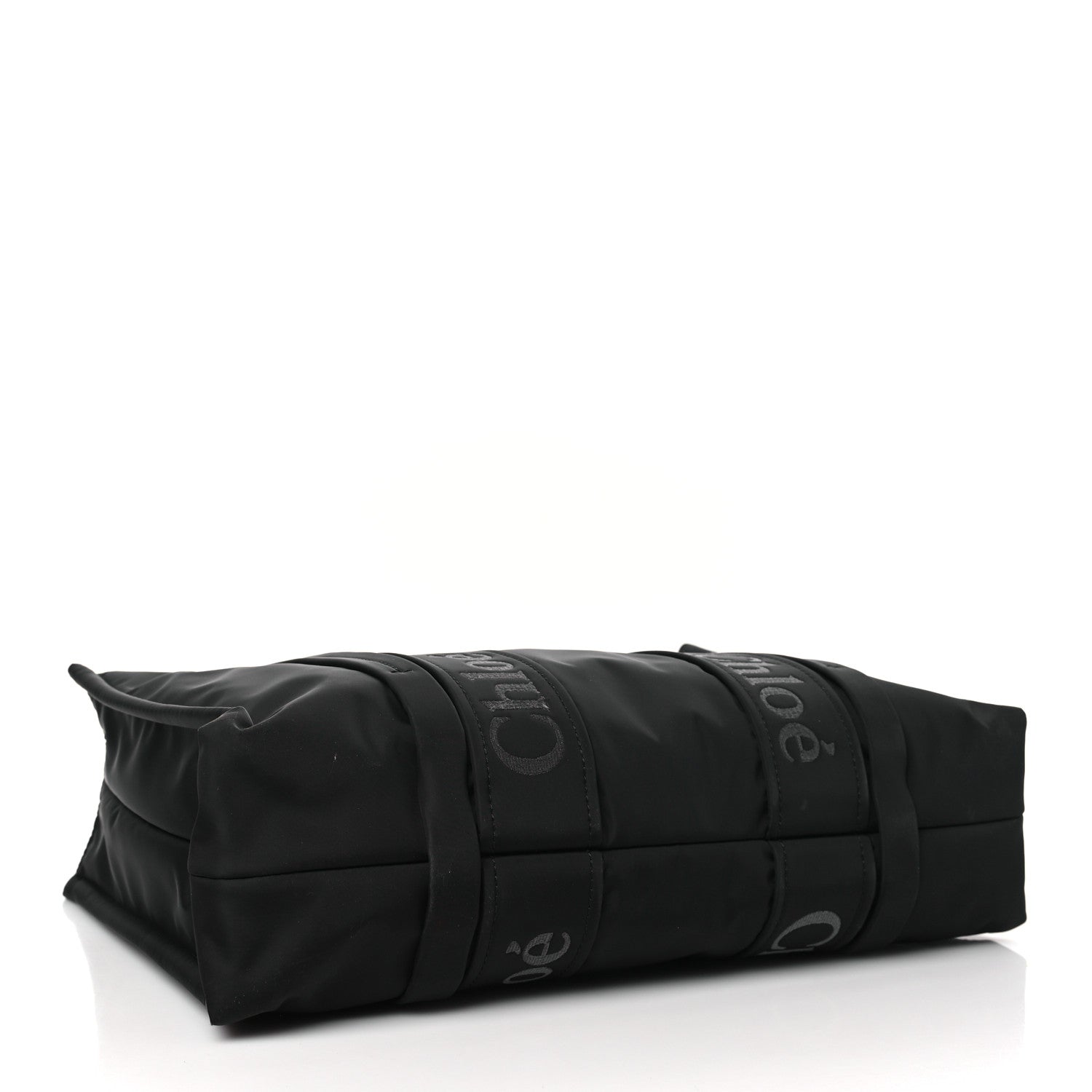 Chloe Recycled Nylon Medium Woody Ribbon Tote Black 4 of 12