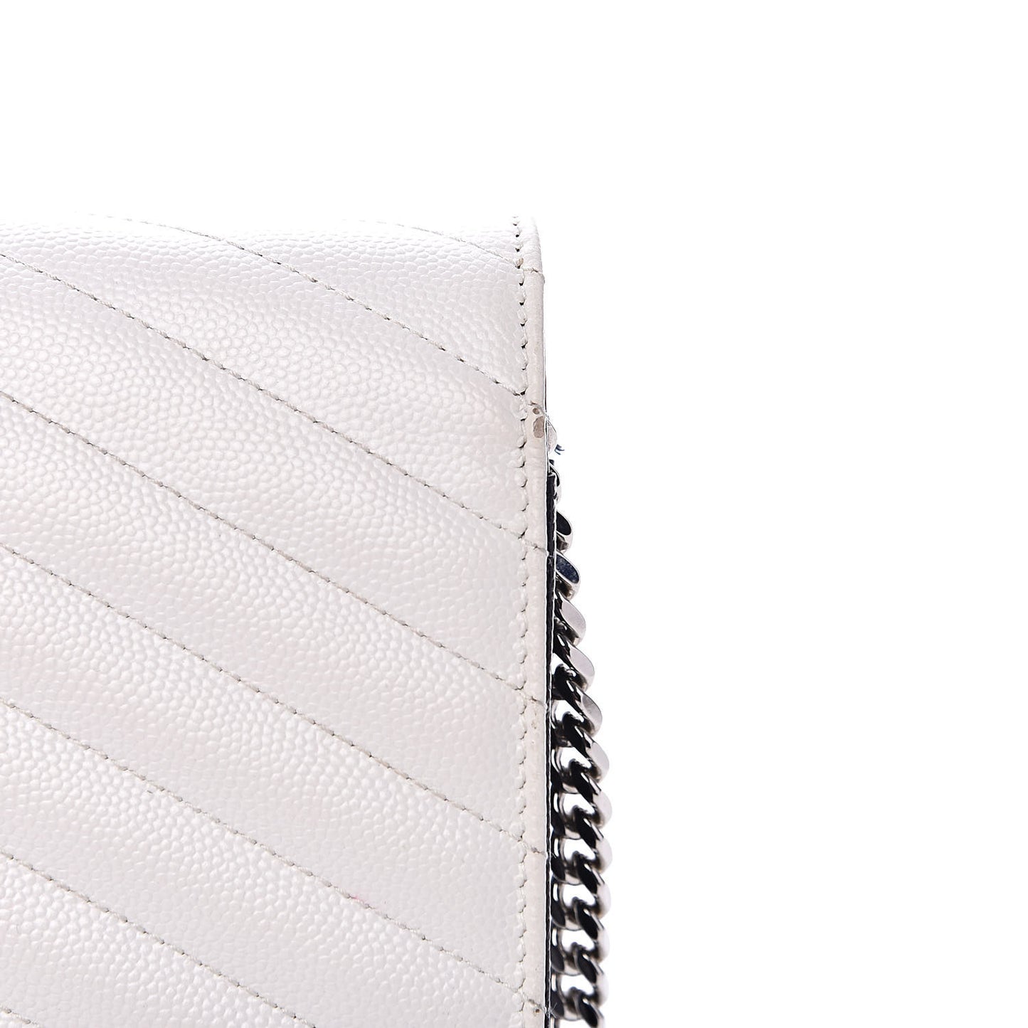Grain De Poudre Matelasse Chevron Bi-Color Monogram Chain Wallet White Black