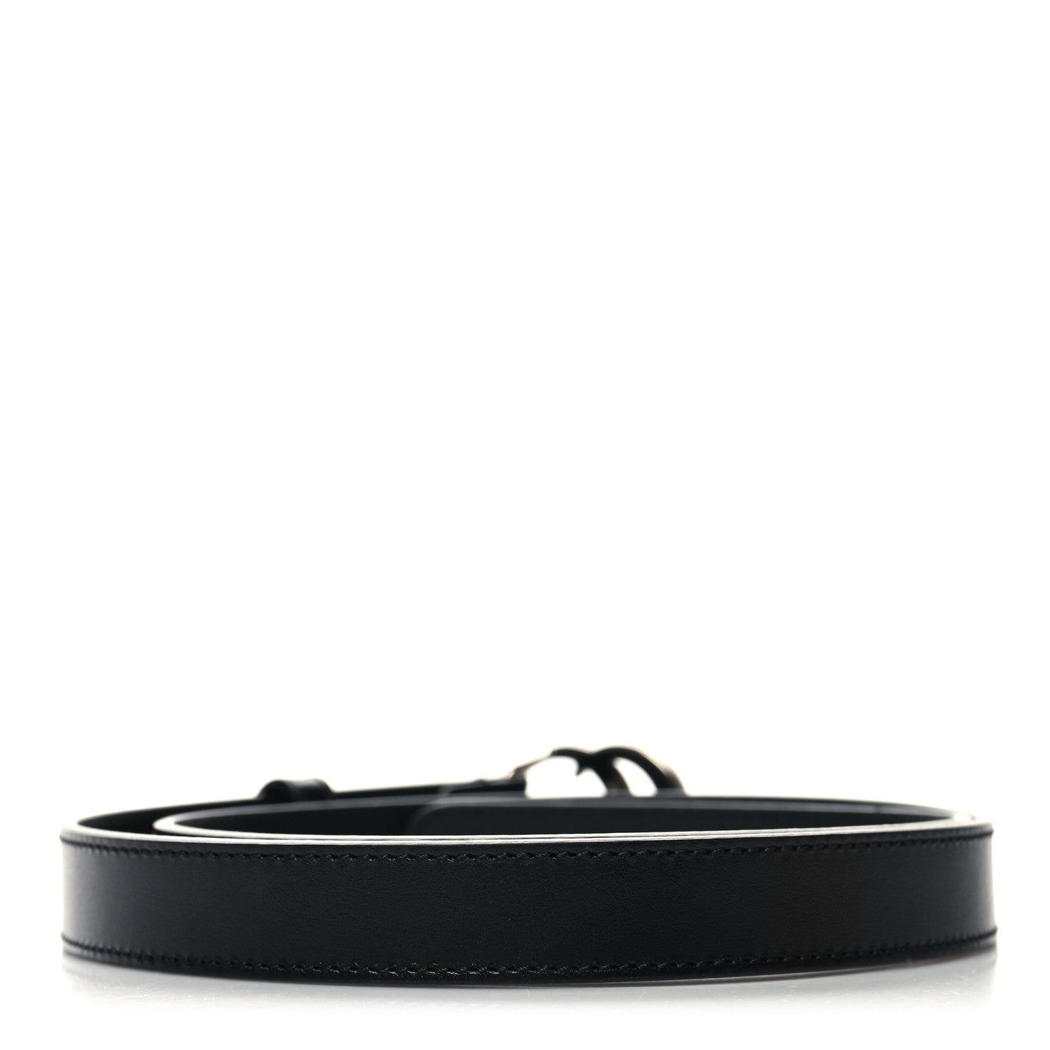 Gucci Plutone Calfskin Palladium Double G 20mm Belt 80 32 Black 2 of 5
