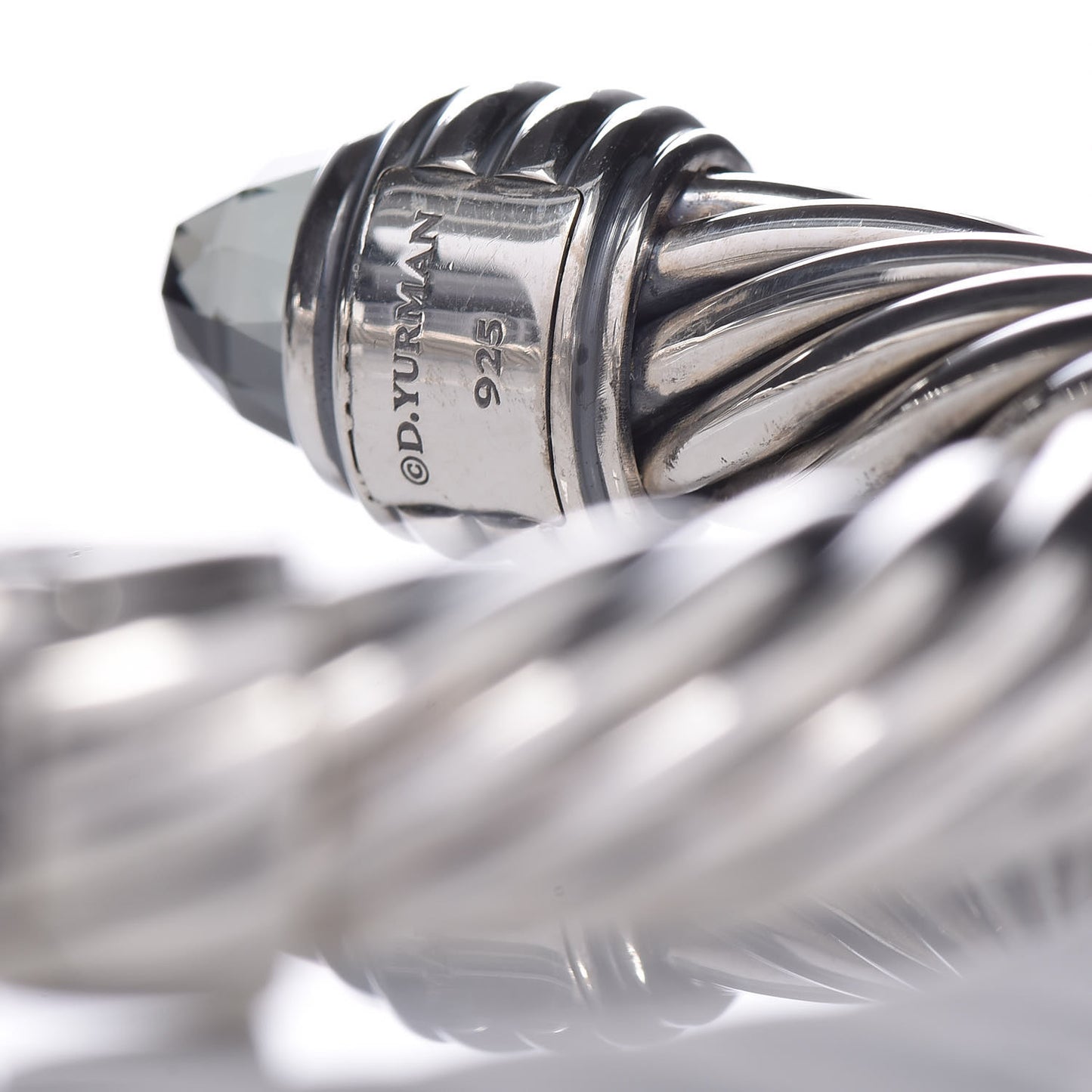 Sterling Silver Prasiolite 10mm Cable Classics Hinged Bracelet