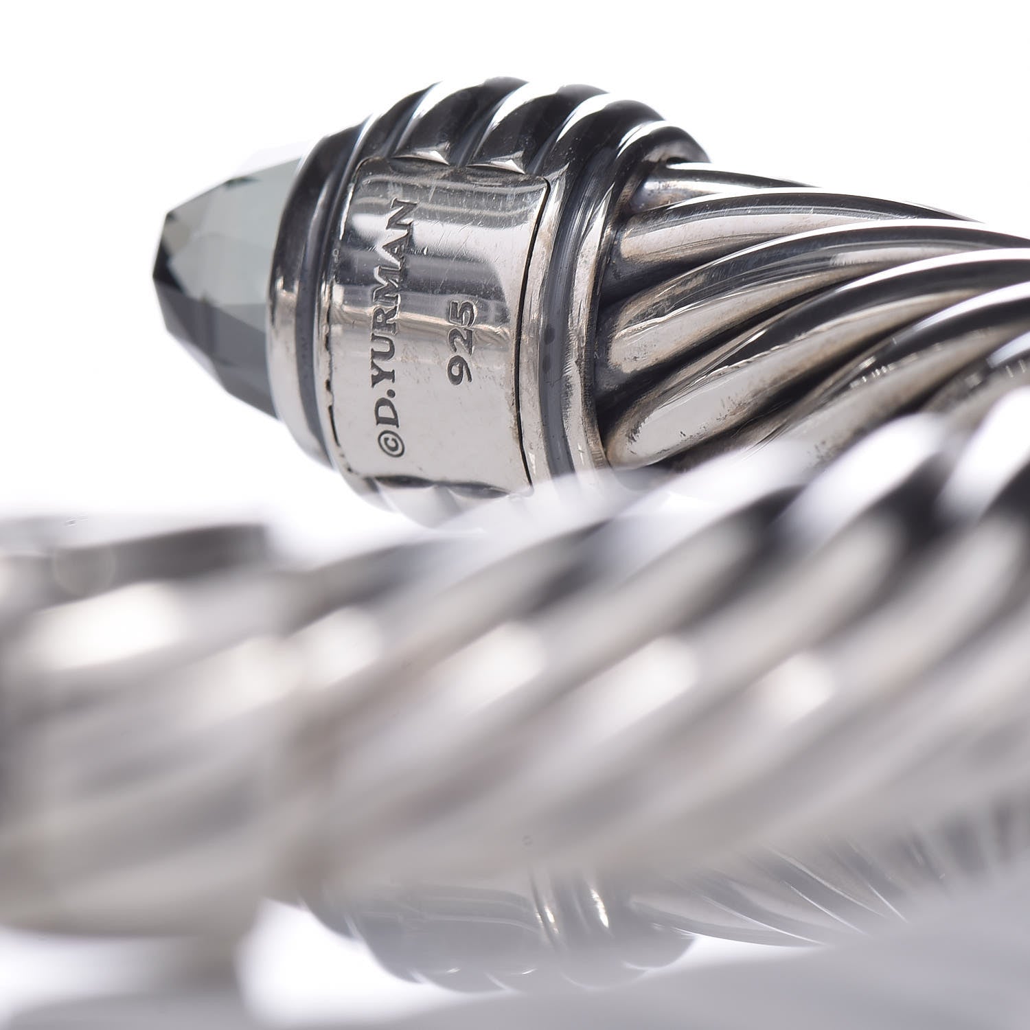 David Yurman Sterling Silver Prasiolite 10mm Cable Classics Hinged Bracelet 4 of 4