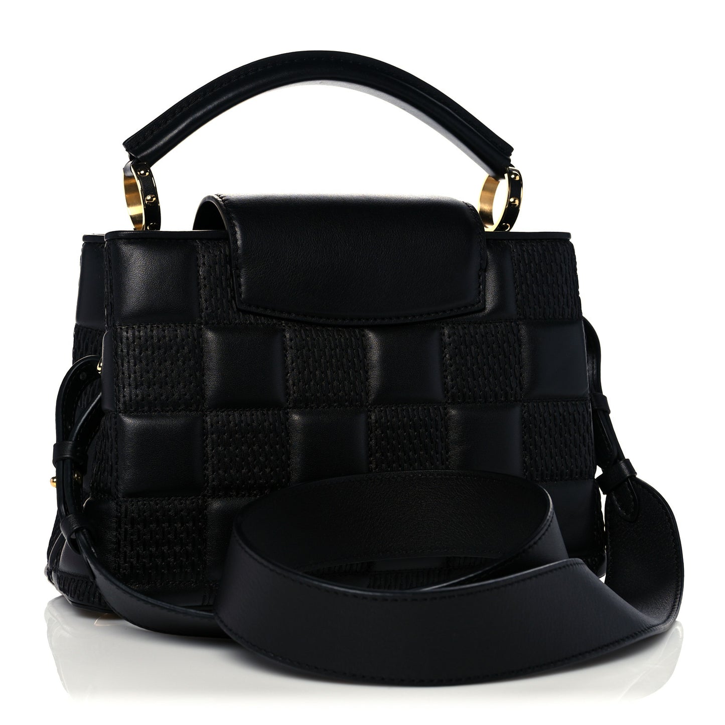 Lambskin Damier Quilt Capucines BB Matte Black