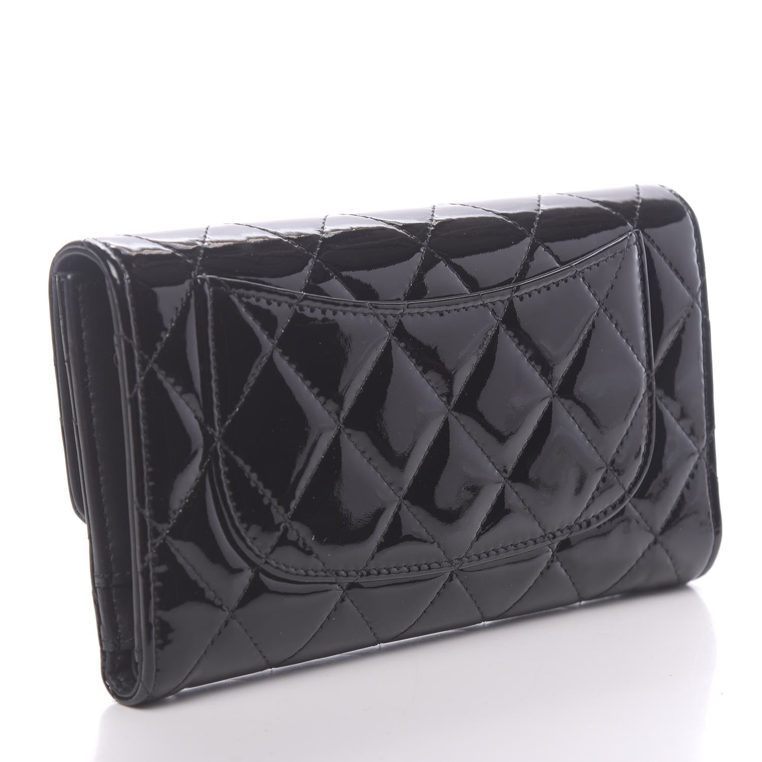 Chanel Patent Quilted Large Flap Wallet Black 3 of 9