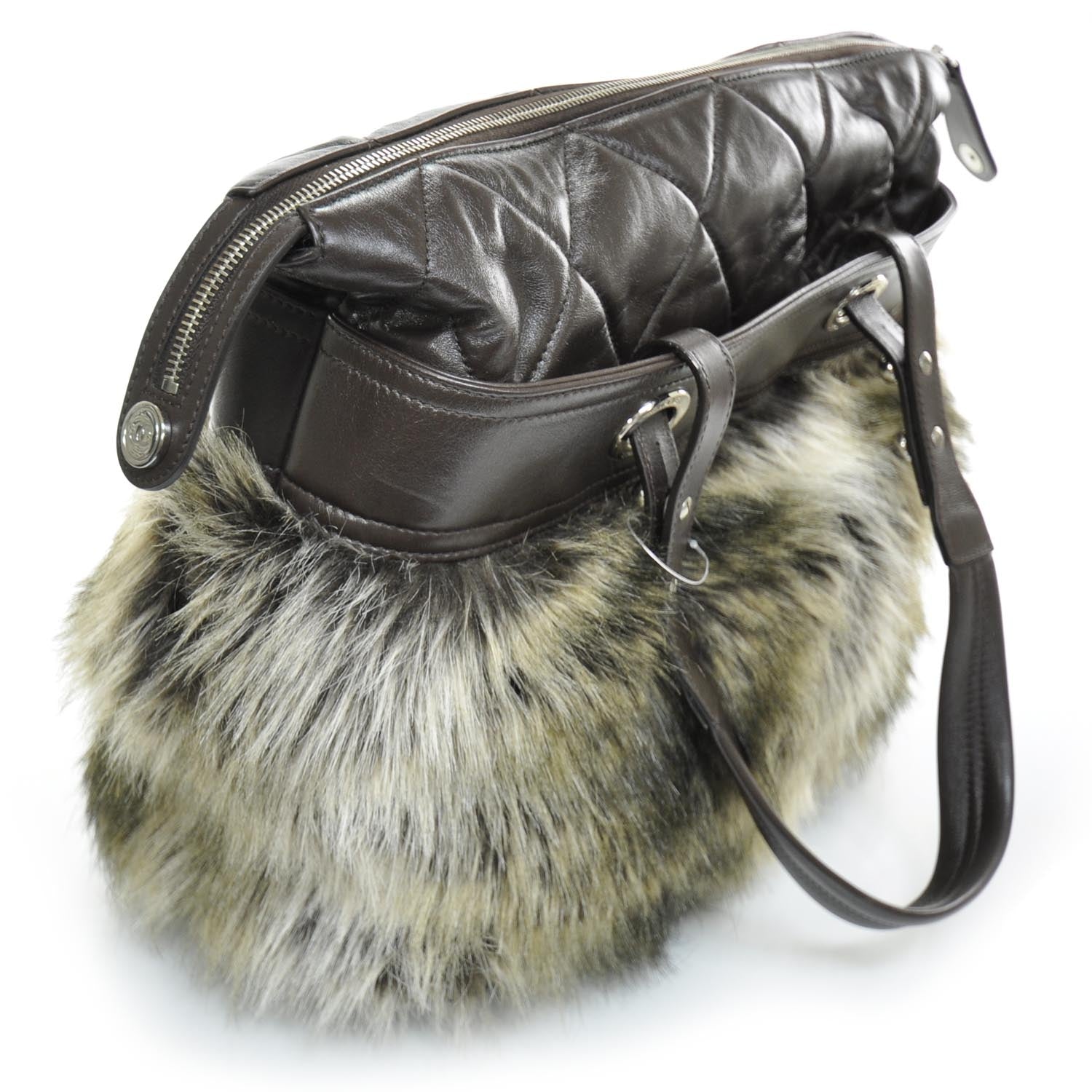 Chanel Quilted Lambskin Fantasy Fur Shopper Tote 3 of 9