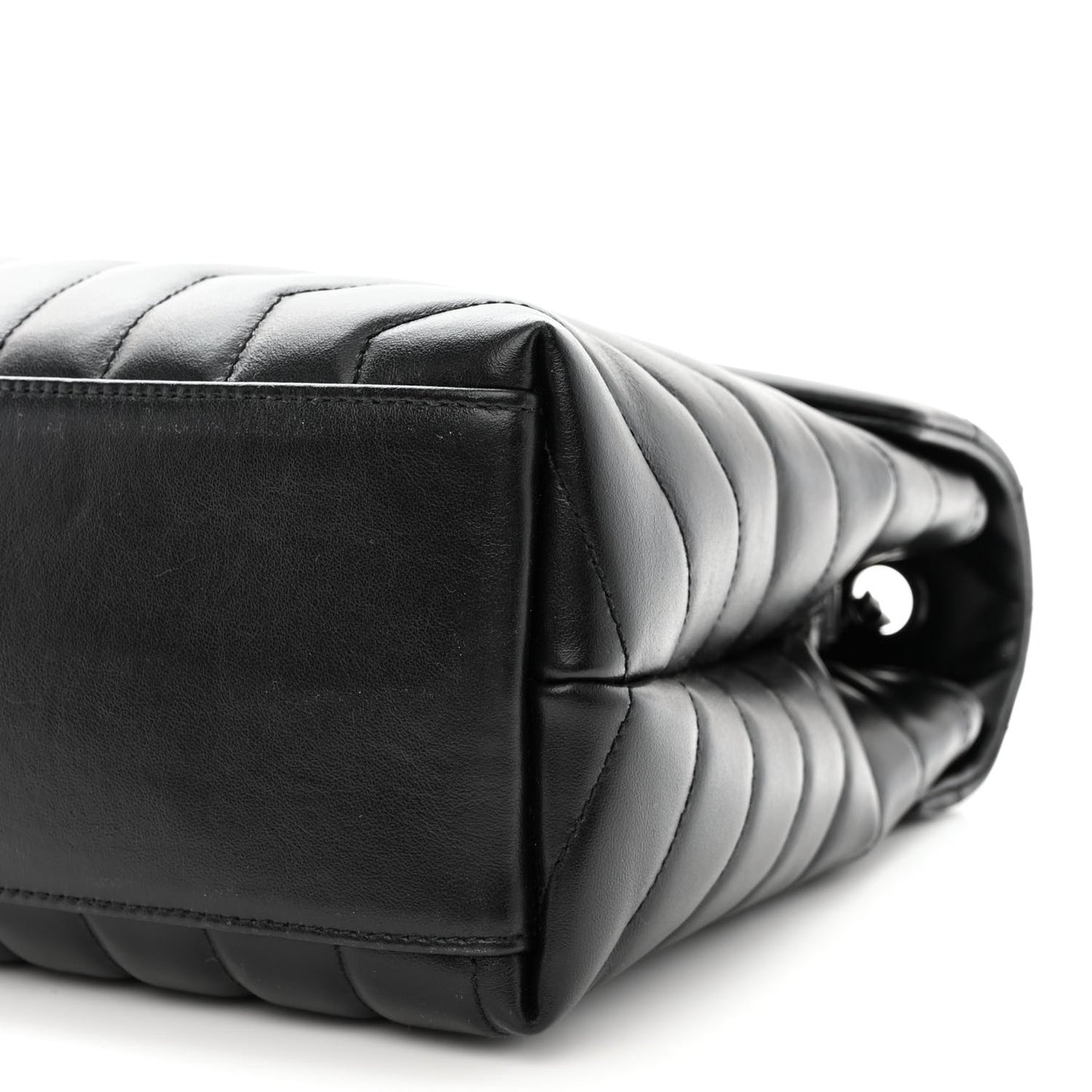 Calfskin Y Quilted Monogram Monochrome Medium Loulou Chain Satchel Black